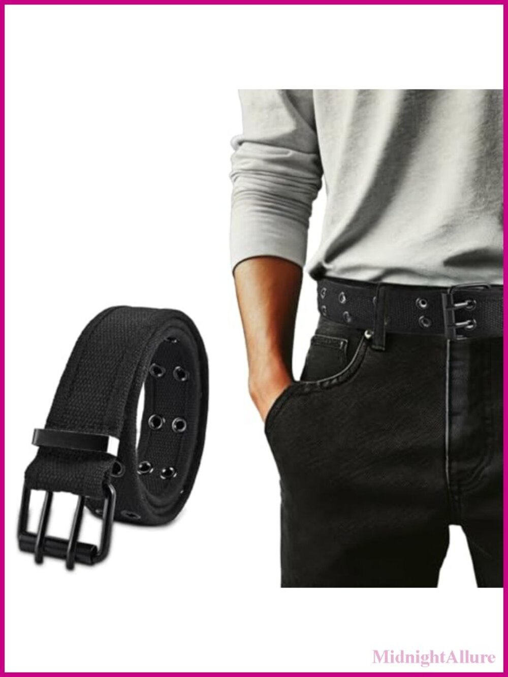 Double Prong Belt Plus Size Men Women Grommet Nylon Belt